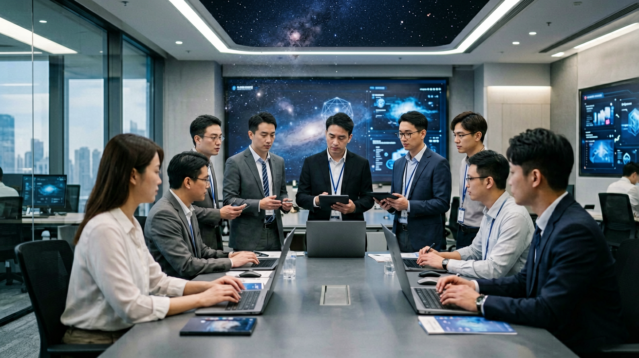 星空科技办公环境，展现现代化企业办公空间与团队协作场景