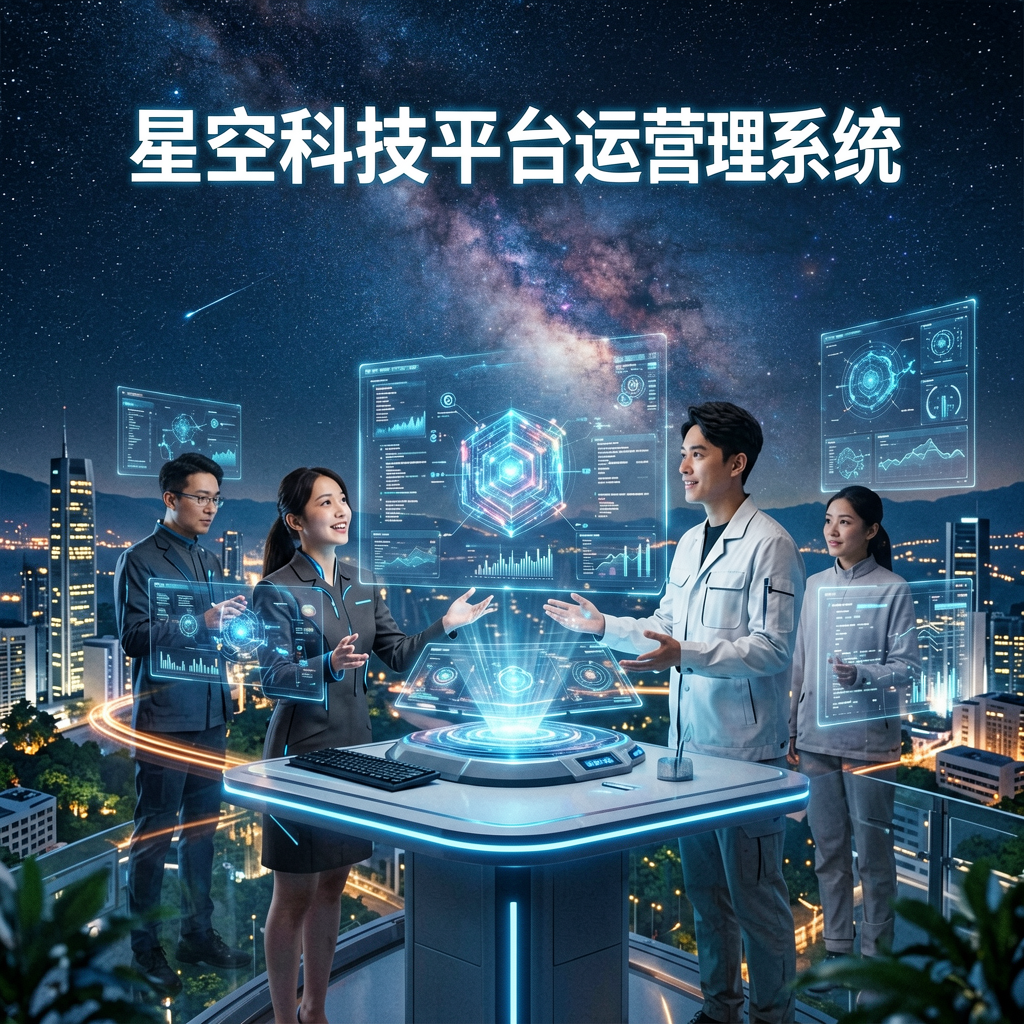 星空科技平台运营管理系统界面，展示数据可视化与智能分析功能